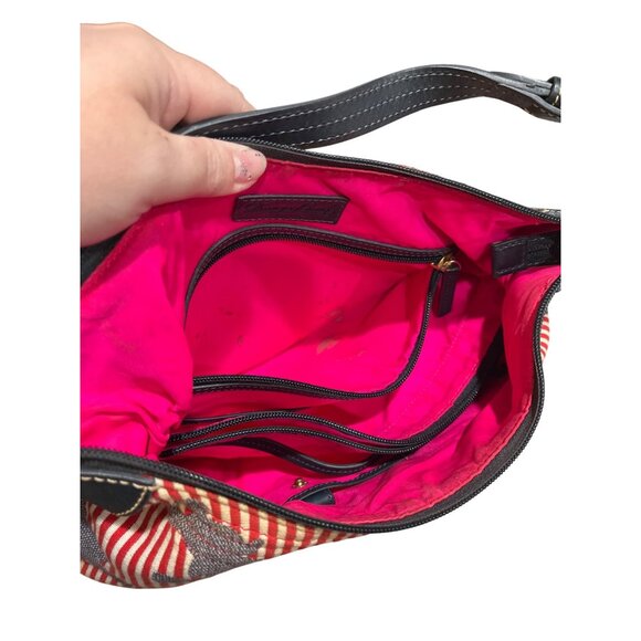 Dooney & Bourke Disney Parks Mickey Red & White Stripe Erica Hobo Bag Large Leat - Picture 7 of 11